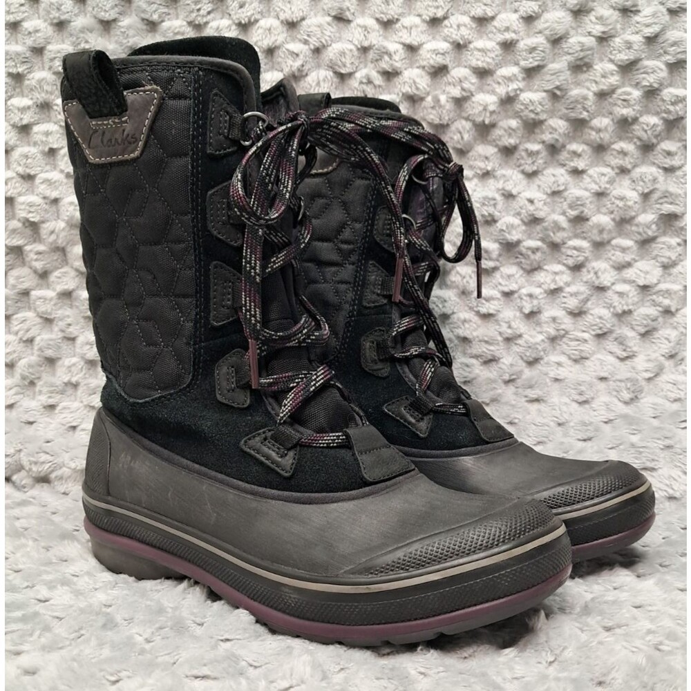 Clarks Boots Womens 6 M Lace Up Duck Muckers Snow Quilted Water Resistant Winter